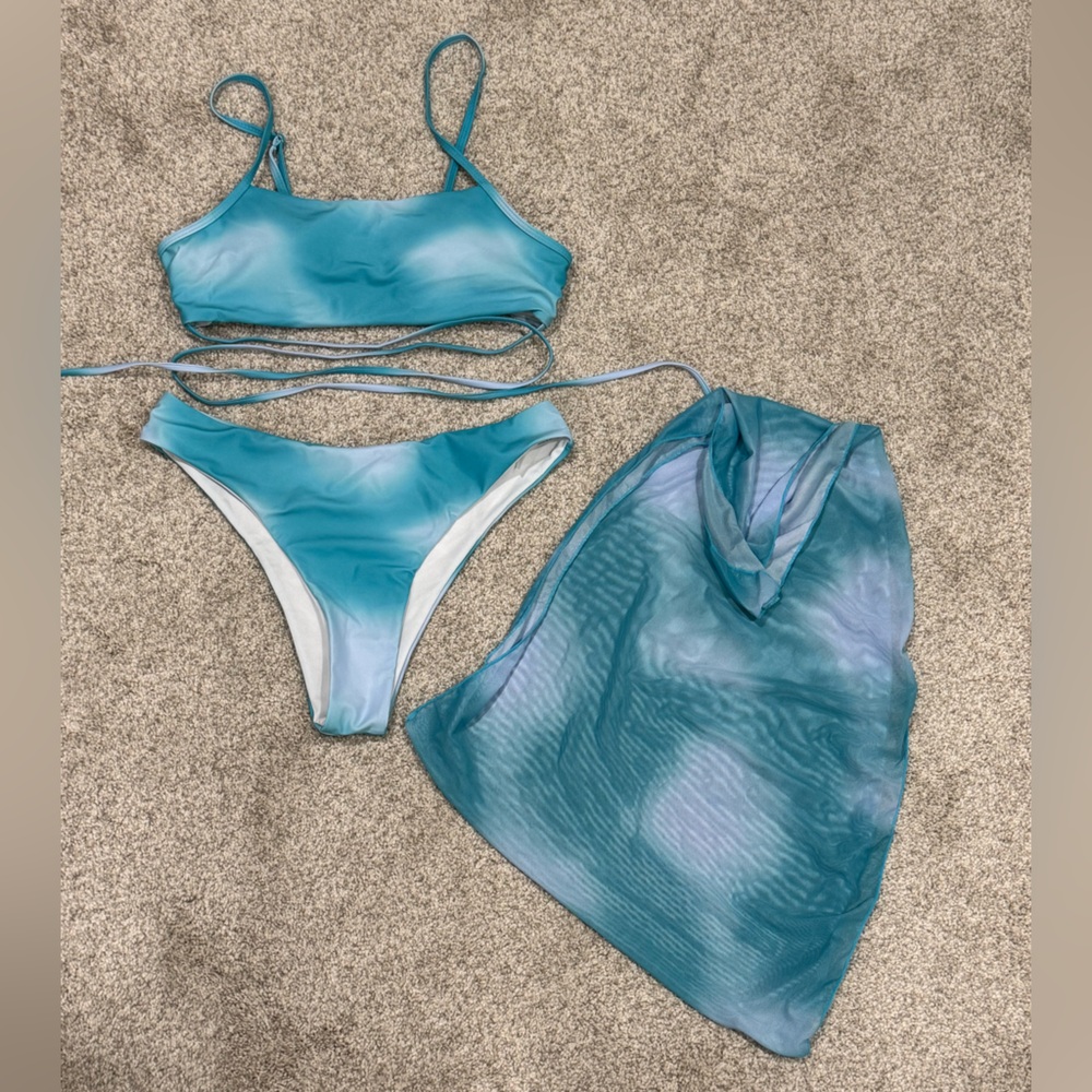 Ombre Lace Up Bikini Bikini & Swim Skirt